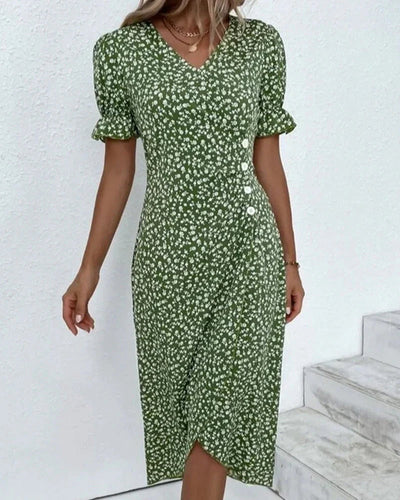 Karla | Blumenkleid  mit Kurzärmel und Blumendruck für Frühling