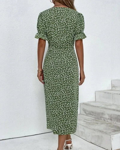 Karla | Blumenkleid  mit Kurzärmel und Blumendruck für Frühling
