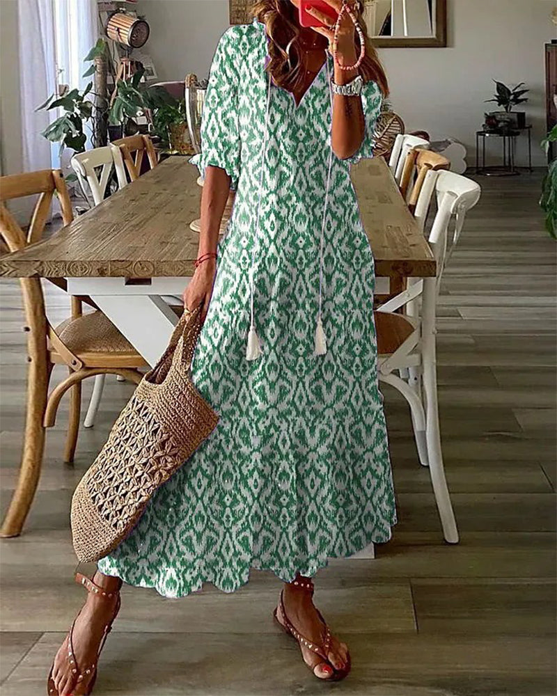 Variant image for Patrice Maxikleid Sommer - Elegante A-Linie mit V-Ausschnitt, Atmungsaktives Material-14