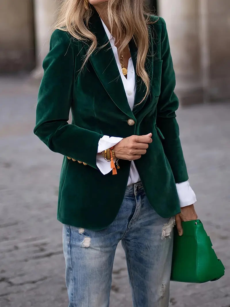 Devika Damenblazer – Eleganter Samt, Maßgeschneiderte Passform, Grau-5