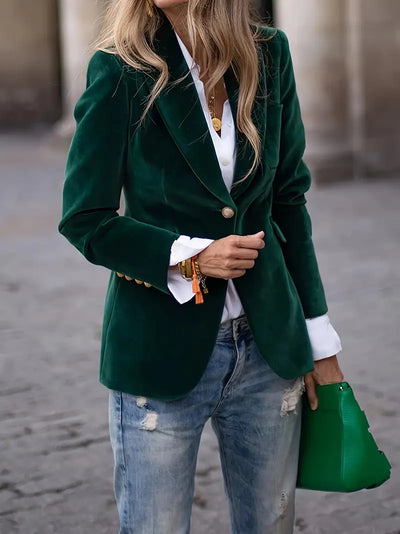 Devika Damenblazer – Eleganter Samt, Maßgeschneiderte Passform, Grau-5
