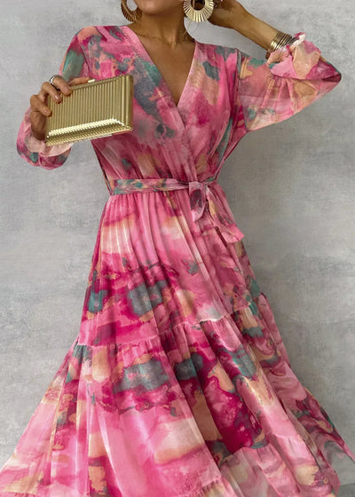 Alicia | Floral Elegance Langärmeliges Maxikleid für Frauen