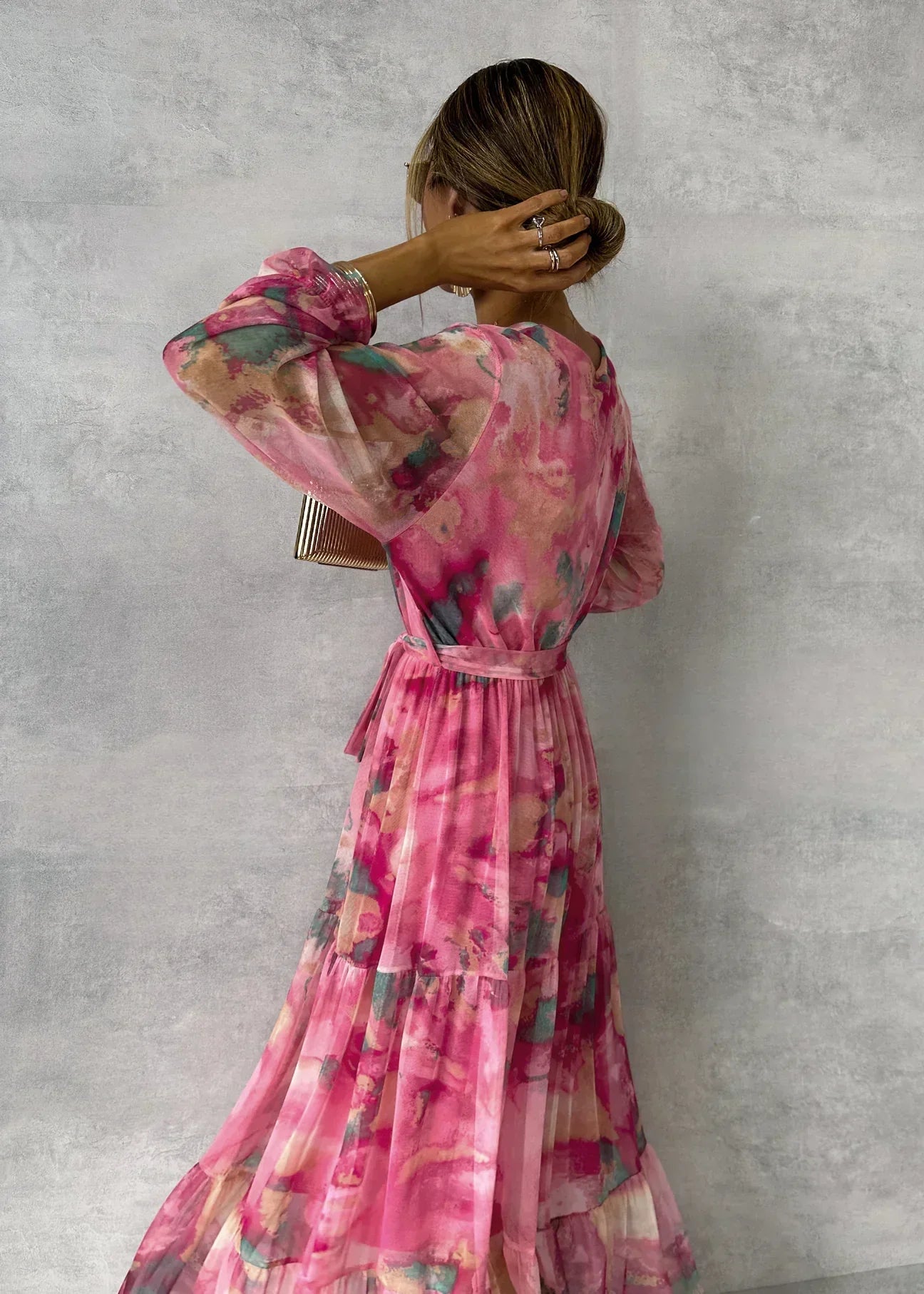 Alicia | Floral Elegance Langärmeliges Maxikleid für Frauen