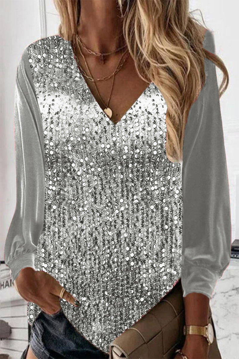 Sophia | Schlichte Glitzerbluse