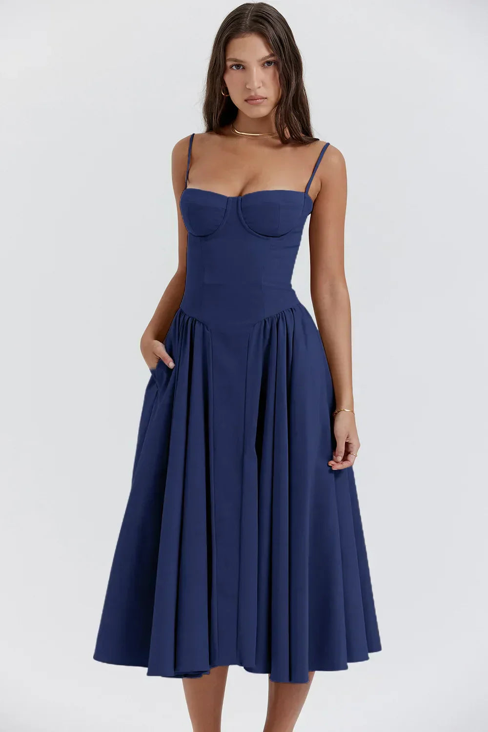 Elina | Ärmelloses Midikleid mit Korsettschnitt
