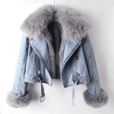 Sophia | Elegance Denim & Pelz Jacke