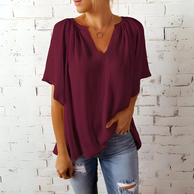 Carla | Übergroßes Hemd mit V-Ausschnitt aus Chiffon für Damen