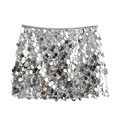 Jacinda Minirock Damen – Glamouröse Pailletten, Hohe Taille-1
