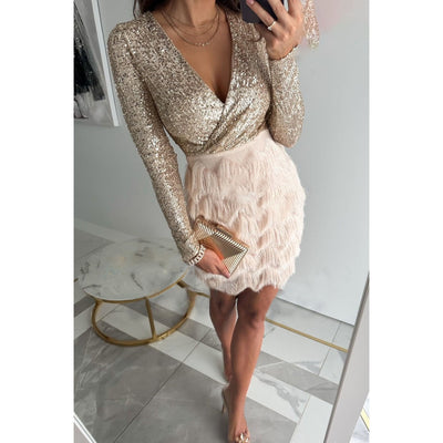 Sophia | Glitzerndes Abendkleid mit Fransen