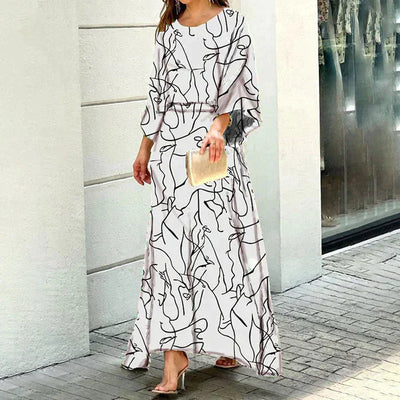 Tanja | Bequemes, bedrucktes langes Kleid