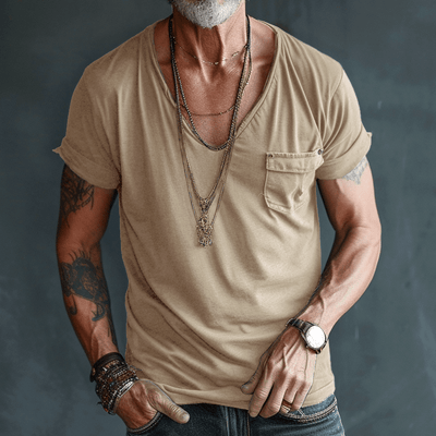 Paul | Herren T-Shirt V-Ausschnitt aus Kämmerstoff für Männer
