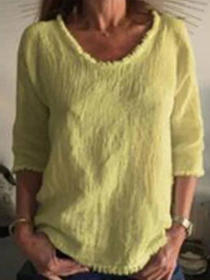 Angela | Elegantes Leinentop Schickes Oberteil in Naturfarbe