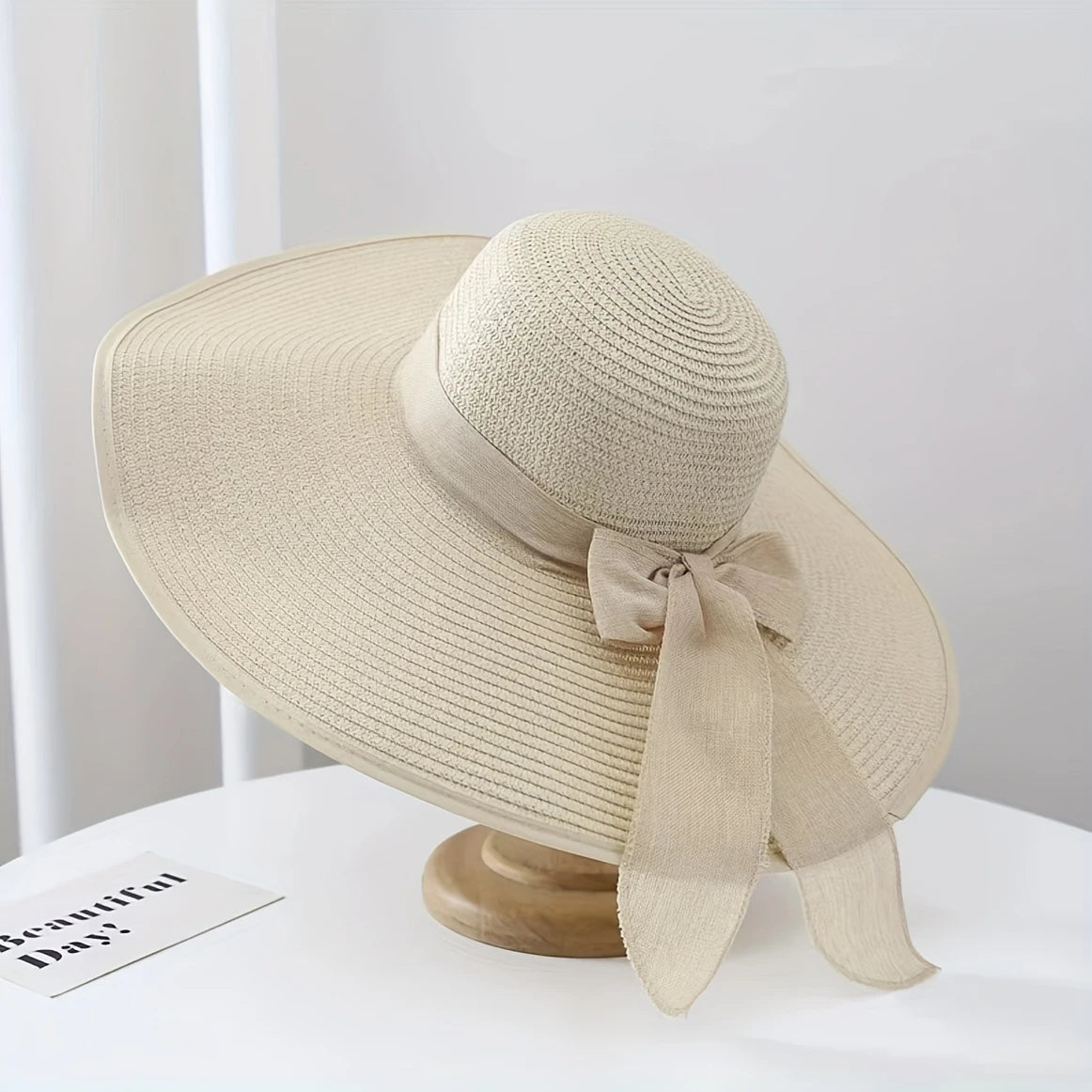 Sonnenschein | Strohhut mit Bowknot und Breitem Rand