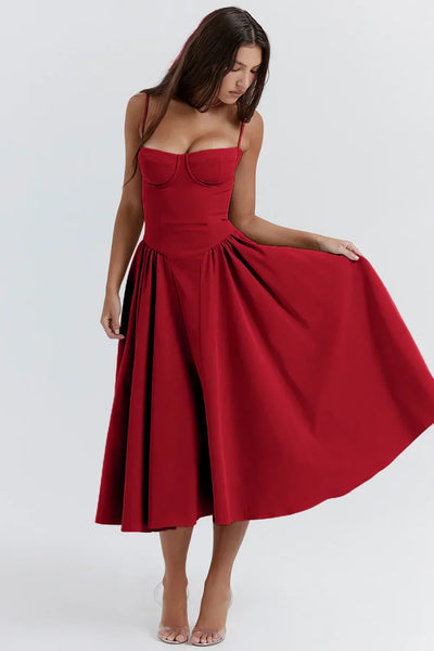 Elina | Ärmelloses Midikleid mit Korsettschnitt