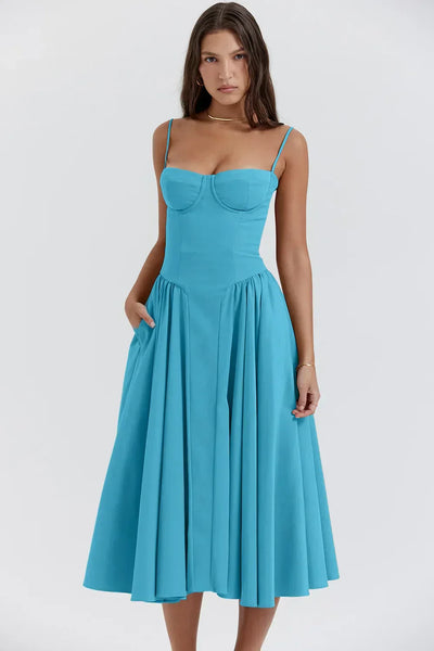 Elina | Ärmelloses Midikleid mit Korsettschnitt