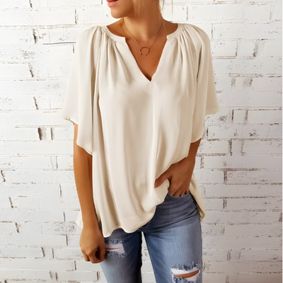 Carla | Übergroßes Hemd mit V-Ausschnitt aus Chiffon für Damen