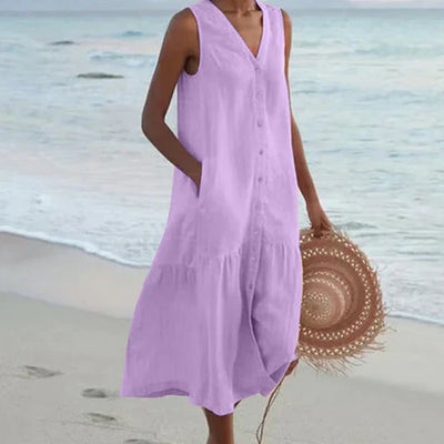 Marie | Hochwertiges Leinenkleid Damen in Zartrosa für Sommer