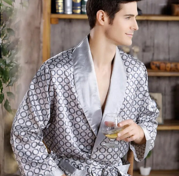 Stephan | Golddruck Luxus Satin Bademantel