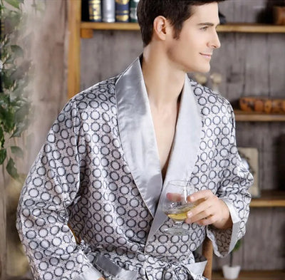 Stephan | Golddruck Luxus Satin Bademantel