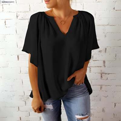 Carla | Übergroßes Hemd mit V-Ausschnitt aus Chiffon für Damen