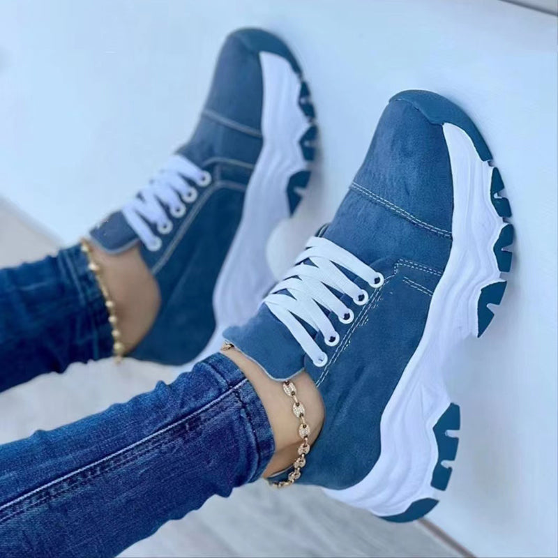 Serena | Sport-Sneakers Orthopädisch mit Plateau, Rundzehen, Gummisohle