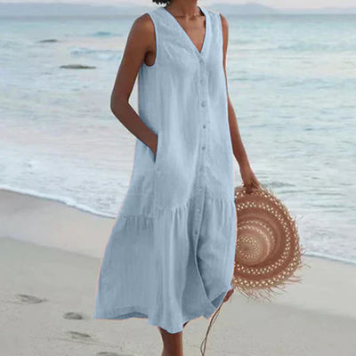 Marie | Hochwertiges Leinenkleid Damen in Zartrosa für Sommer