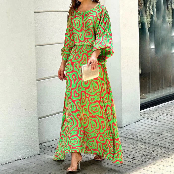 Tanja | Bequemes, bedrucktes langes Kleid