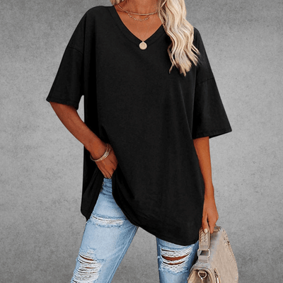 T-Shirt - Damen Kurzarm V-Ausschnitt-5