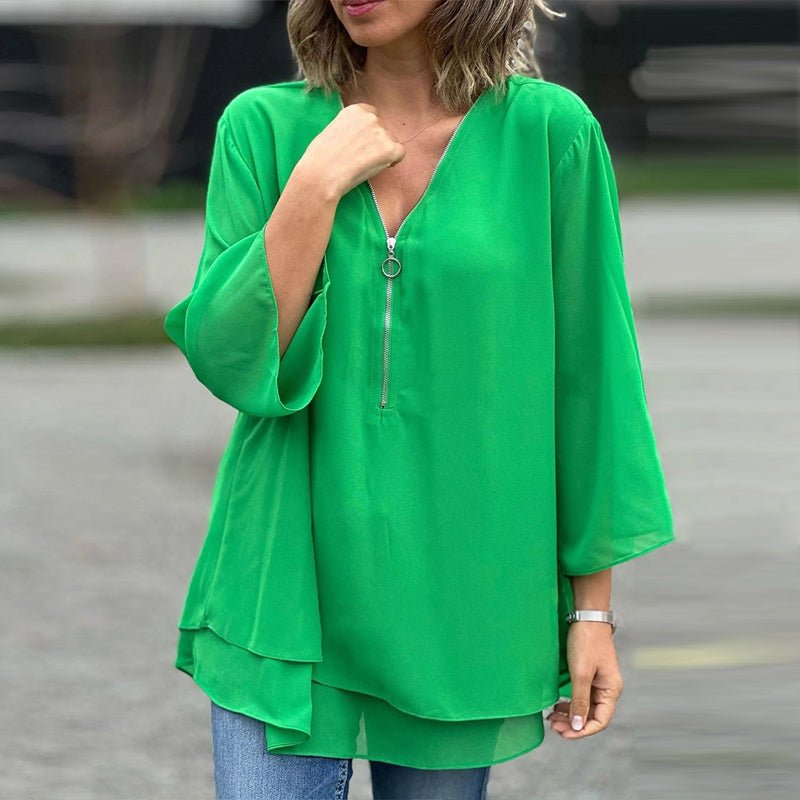 Variant image for Aria | Damenhemd mit V-Ausschnitt und Reißverschluss aus Chiffon-33