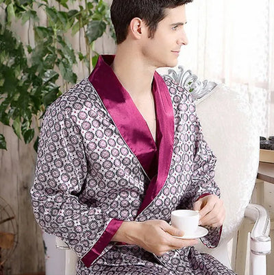 Stephan | Golddruck Luxus Satin Bademantel