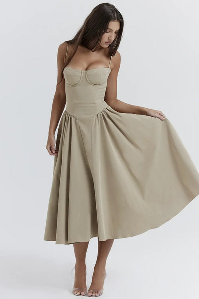 Elina | Ärmelloses Midikleid mit Korsettschnitt
