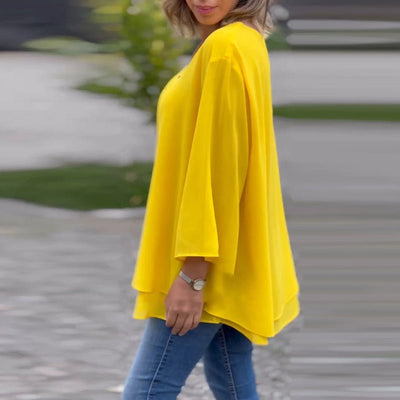 Aria | Damenhemd mit V-Ausschnitt und Reißverschluss aus Chiffon