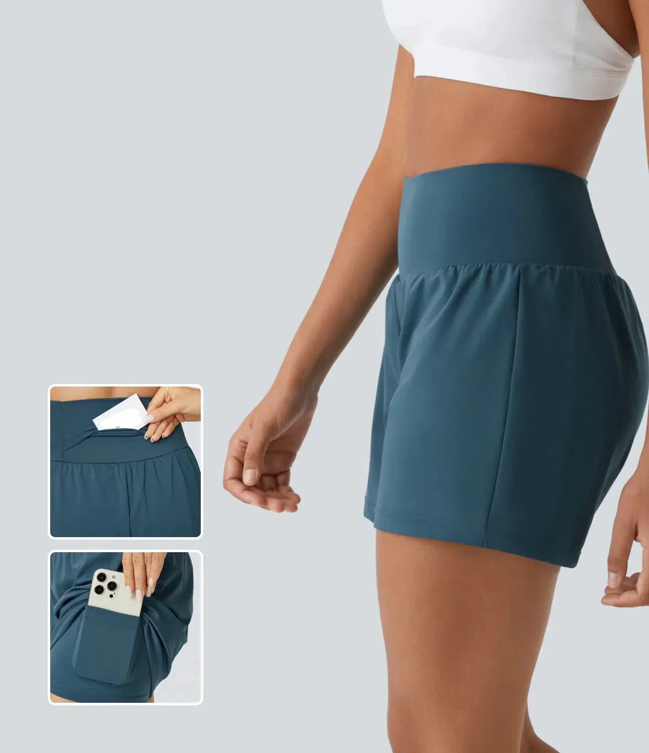 Margarethe 2-in-1 Yogahose Damen – Hohe Taille mit Taschen, Atmungsaktiv-4