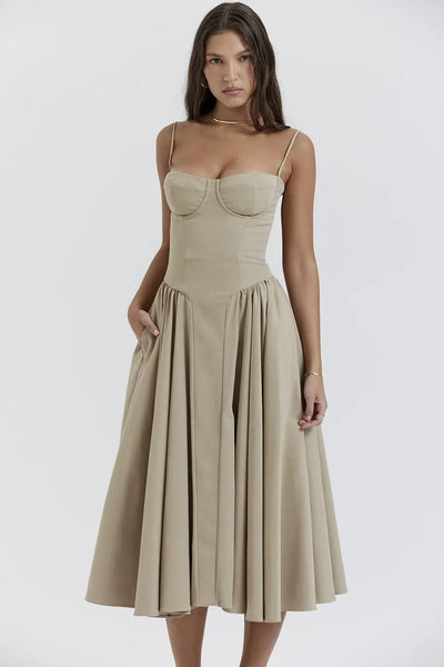 Elina | Ärmelloses Midikleid mit Korsettschnitt