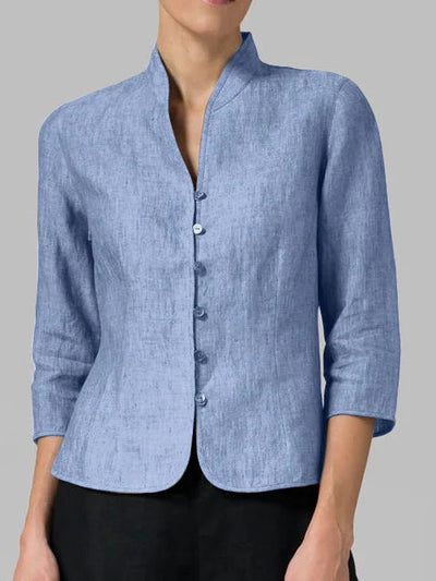 Brynna Damenbluse – Hochwertiger Chambray, Dreiviertelärmel-5