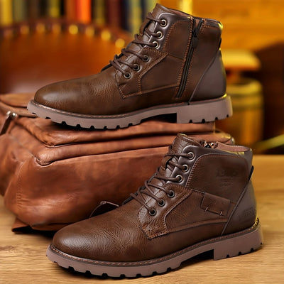 Knox | Schnürstiefel Schwarz aus Leder mit Verstärkter Sohle