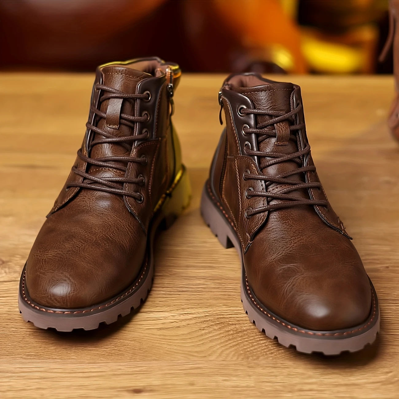 Knox | Schnürstiefel Schwarz aus Leder mit Verstärkter Sohle