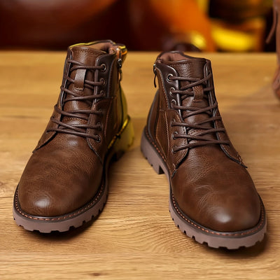 Knox | Schnürstiefel Schwarz aus Leder mit Verstärkter Sohle