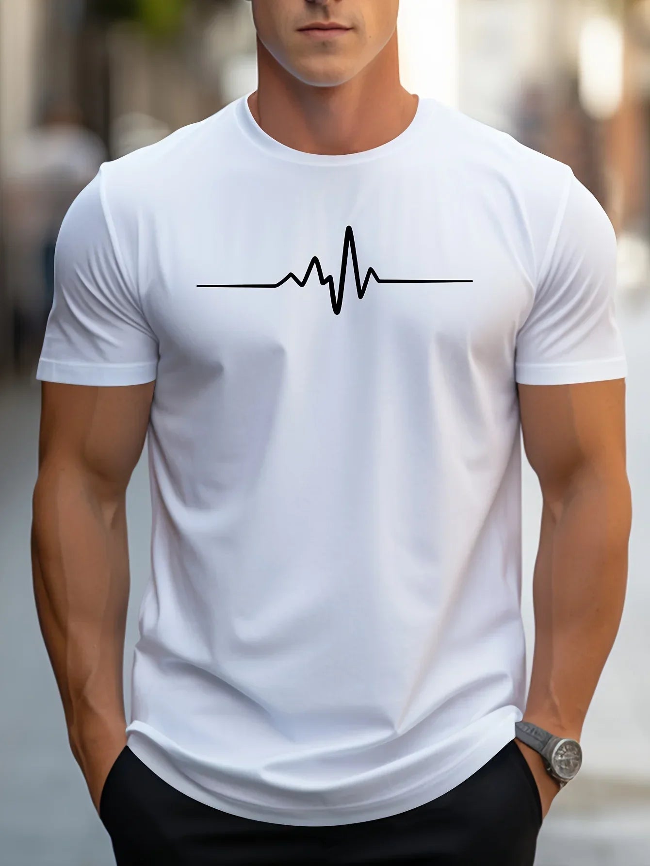 Antonio | T Shirt Slim Passen mit modernen grafischen Druck