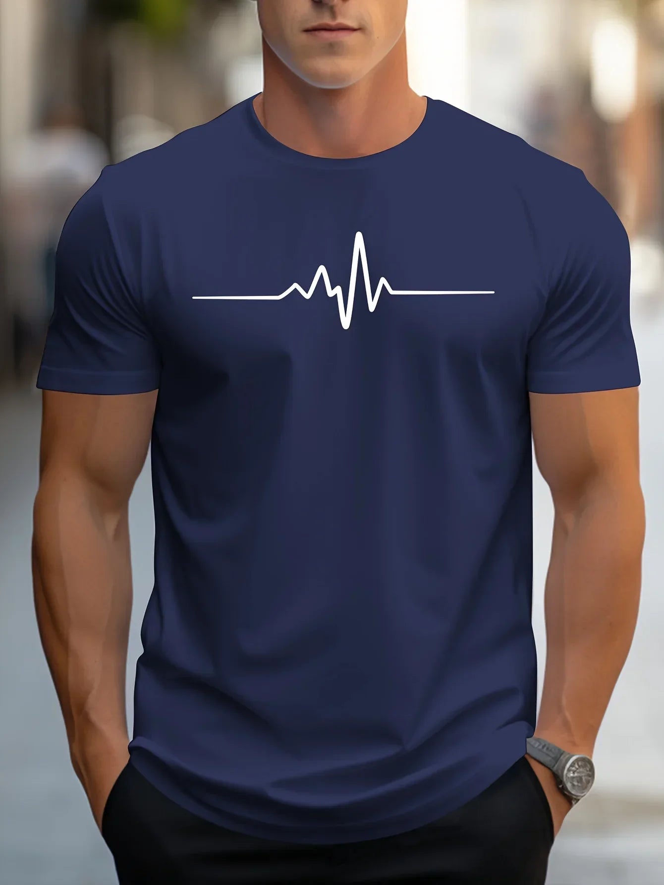 Antonio | T Shirt Slim Passen mit modernen grafischen Druck