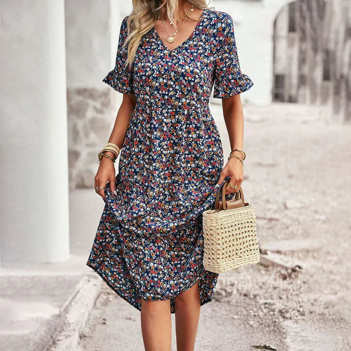 Lena | Blumensommer Kleid lässige Frau