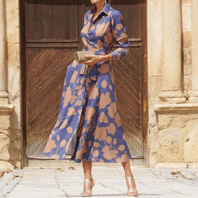 Charli | Elegantes V-Ausschnitt Langarm Maxi Kleid