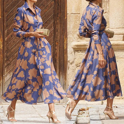 Charli | Elegantes V-Ausschnitt Langarm Maxi Kleid