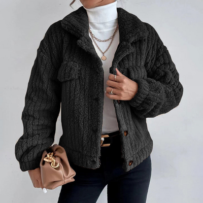 Monika | Eleganter Teddy Mantel Kurz mit Taschen Warm coat