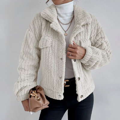 Monika | Eleganter Teddy Mantel Kurz mit Taschen Warm coat