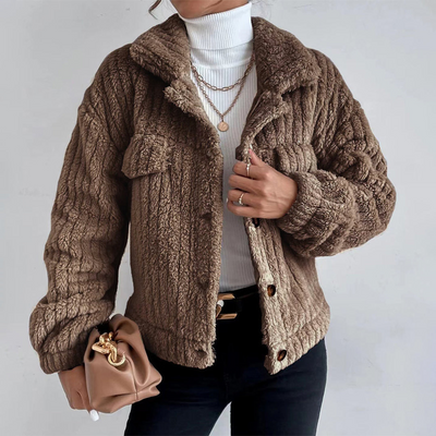 Monika | Eleganter Teddy Mantel Kurz mit Taschen Warm coat