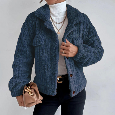 Monika | Eleganter Teddy Mantel Kurz mit Taschen Warm coat