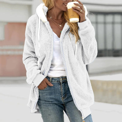 Klaudia | Lässig & Stylisch Warmer Teddymantel mit Kapuze