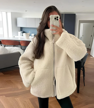 Sarah | Teddymantel mit Reissverschluss