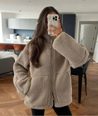 Sarah | Teddymantel mit Reissverschluss